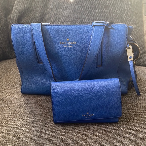 kate spade Handbags - Kate Spade Blue Leather matching purse and wallet